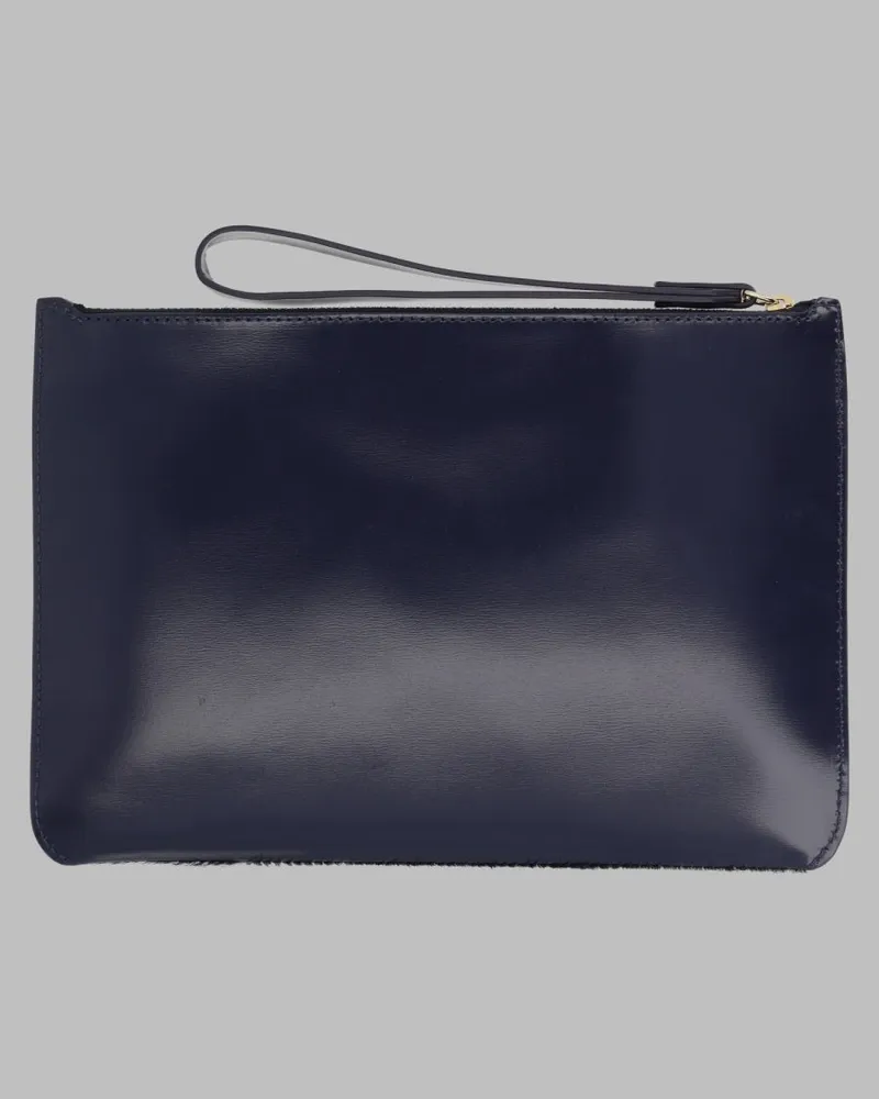 Sophie Hulme Leather Pouch Clutch — Navy Navy