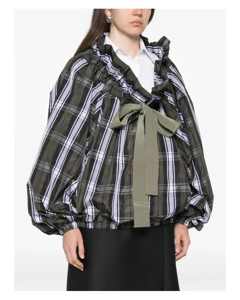 Patou Check-Patterned Blouse — Green Green