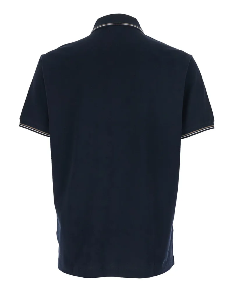 Emporio Armani Men's Polo Shirt Two-Tone Collar Blue Cotton T-Shirts And Polos Blue
