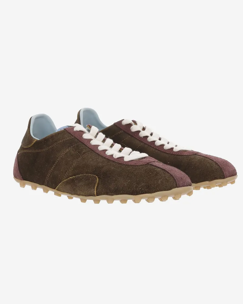 Maison Margiela Suede Low-Top Sneaker — Brown Brown