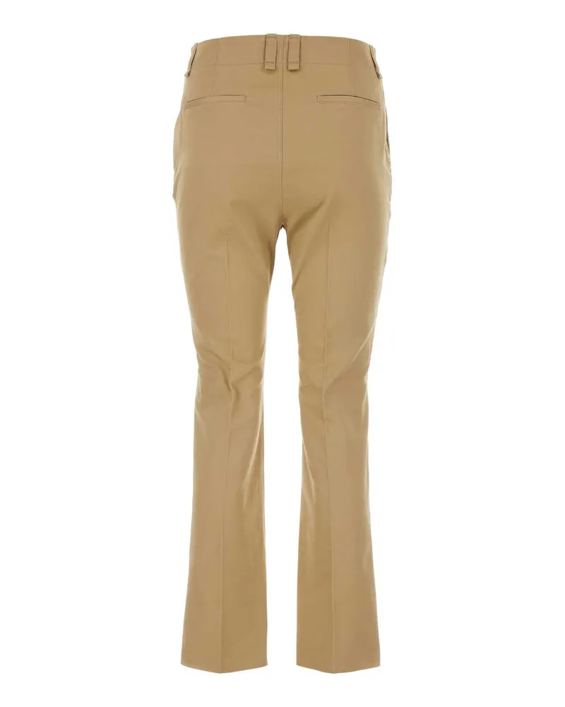 Saint Laurent Women's Camel Cotton Pant Beige Exterior: Pantaloni Beige