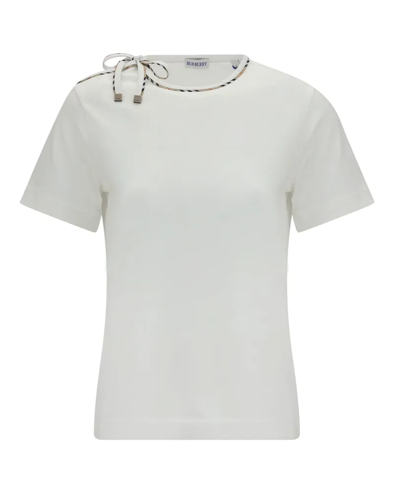 Burberry Women Cotton Lace-Detail T-Shirt Chalk T-Shirts & Jerseys White