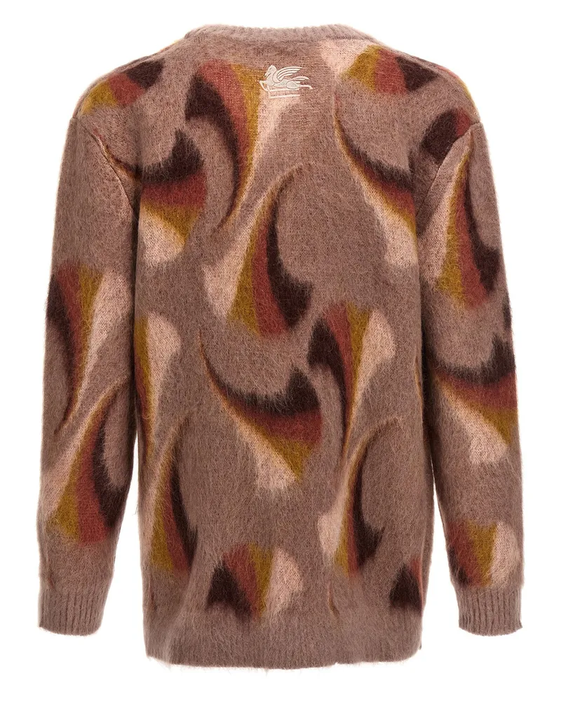 Etro Mohair-Blend Intarsia Cardigan — Taupe Taupe