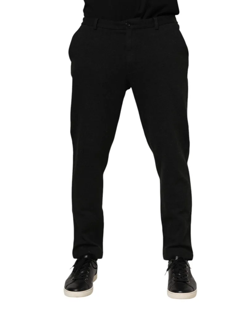 Dolce & Gabbana Dark Gray Viscose Dress Men Pants Nylon Elastane Gray