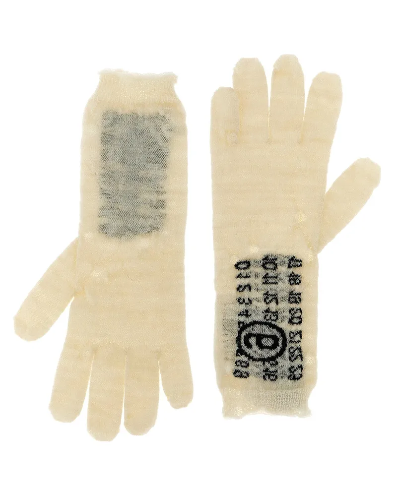 Maison Margiela Numeric Signature Jacquard Gloves — ivory Ivory