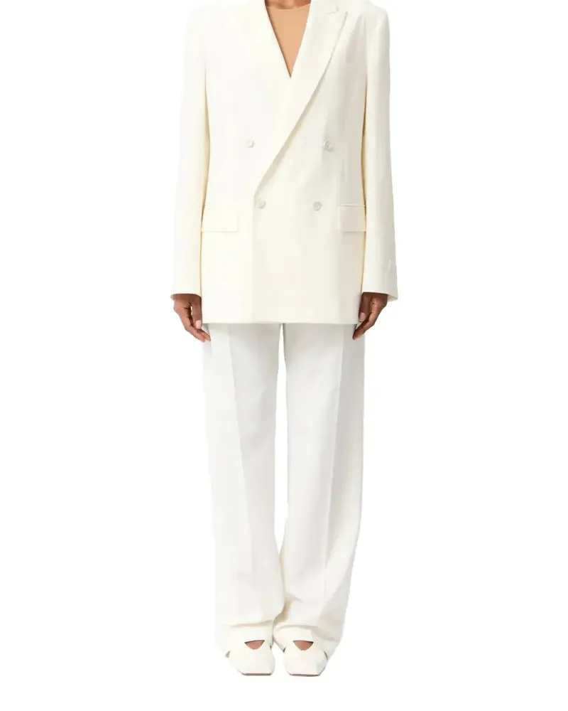 Maison Margiela Double-Breasted Wool-Blend Blazer — White White