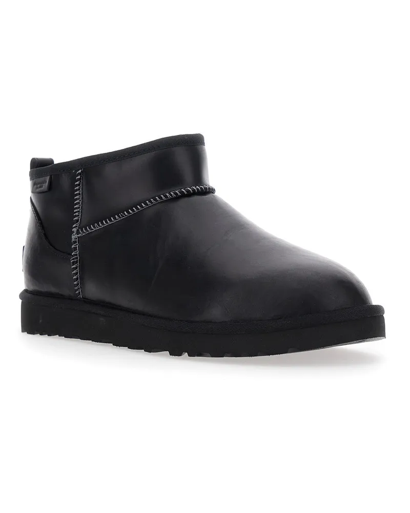 UGG Men's Ultra Mini Black Leather Boots Black
