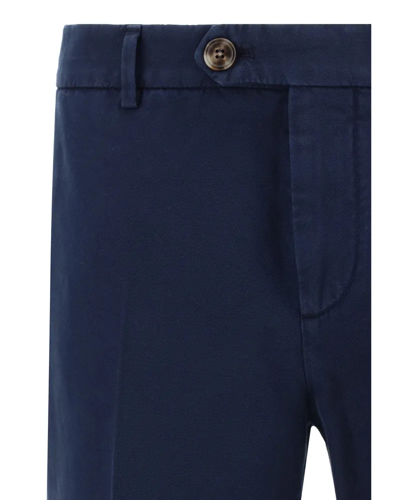 Brunello Cucinelli Men's Pants Dyed Cotton Navy Trousers Navy