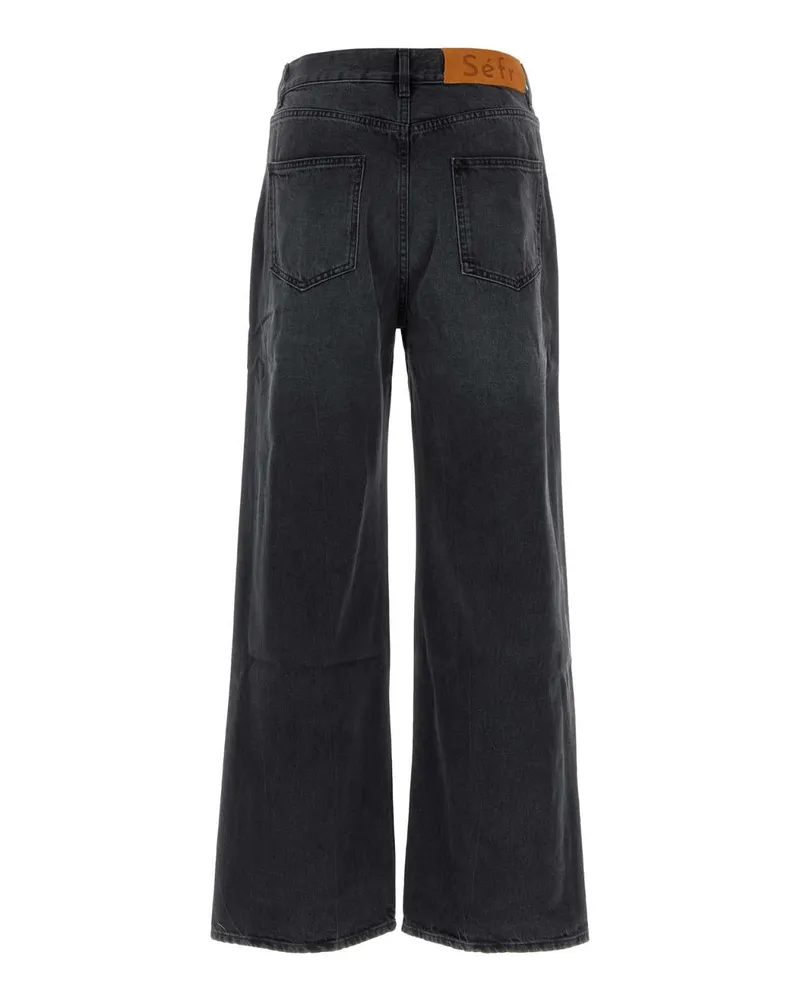 Séfr Men's Black Denim Wide-Leg Jeans Blaworwas Exterior: Cotton Black