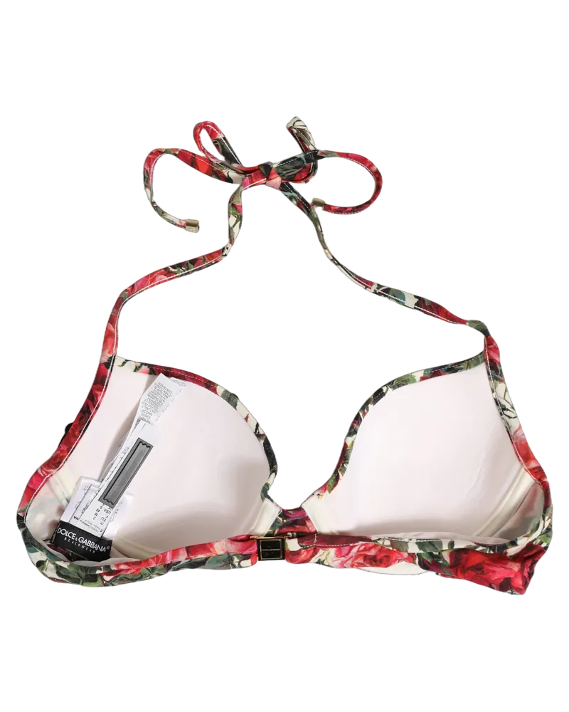 Dolce & Gabbana Women's Multicolor Floral Print Beachwear Bikini Top Nylon Elastane Multicolor