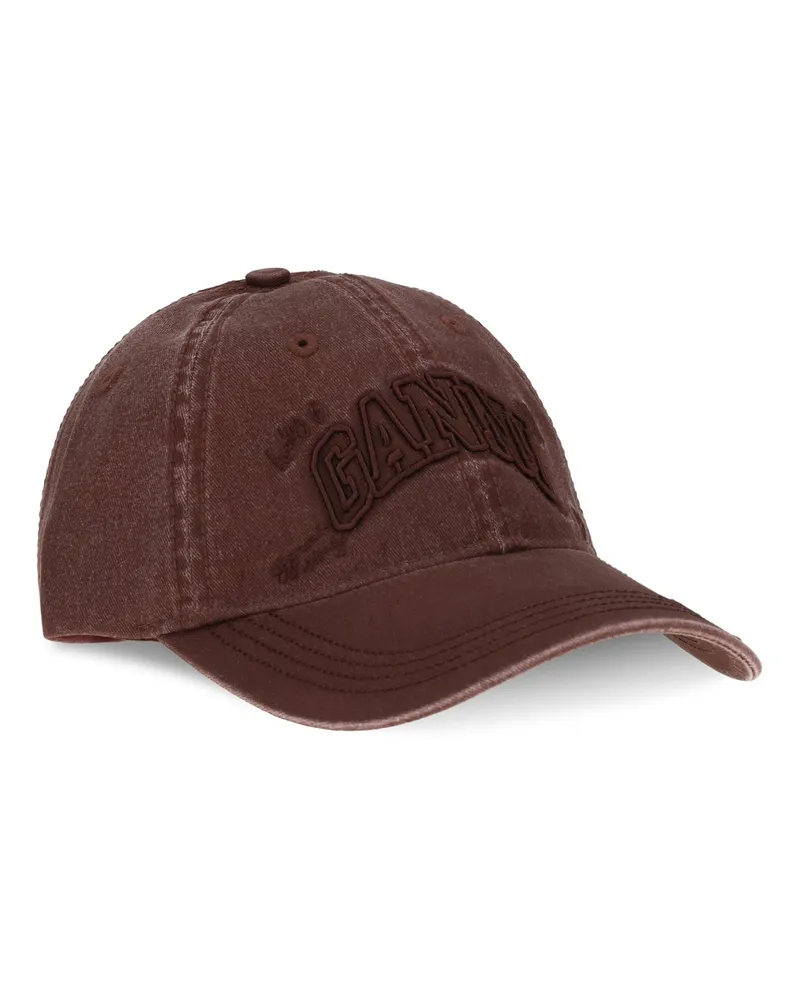 Ganni B3020267 Embroidered Logo Baseball Cap — Brown Brown