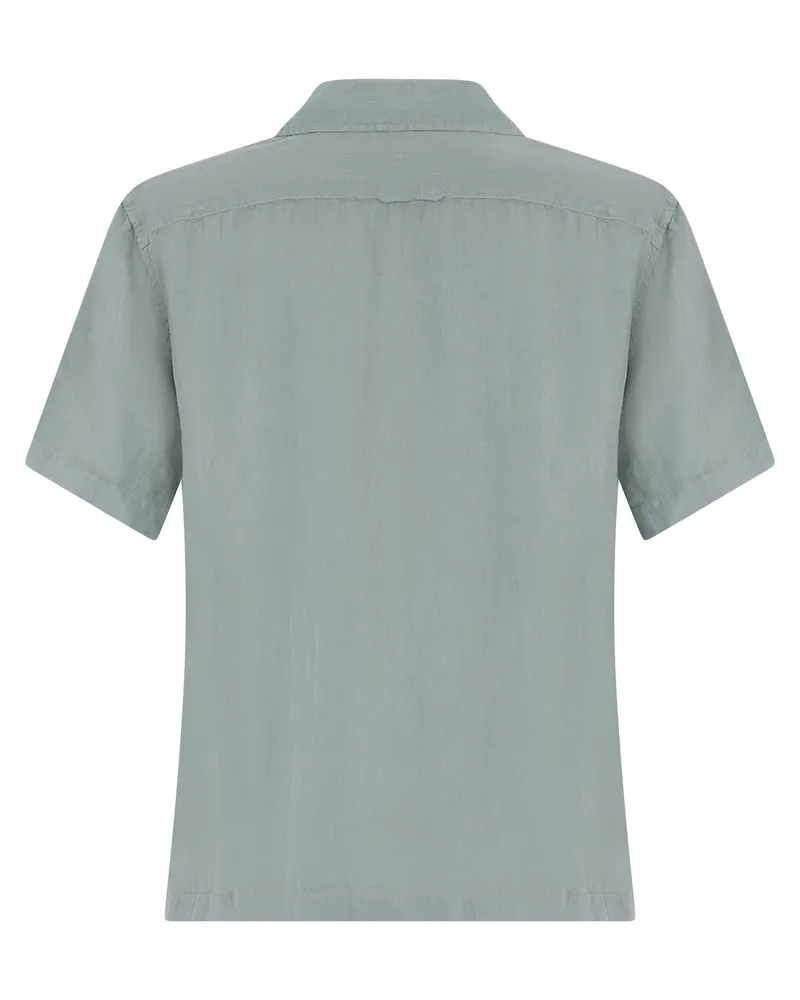 Gant Men's Short-Sleeved Linen Shirt Green Green