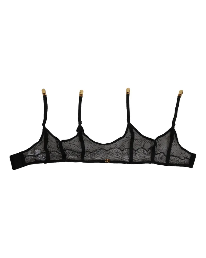 Dolce & Gabbana Women Black Floral Lace Nylon Strap Garter Underwear Co+pa+vi Clothing Black