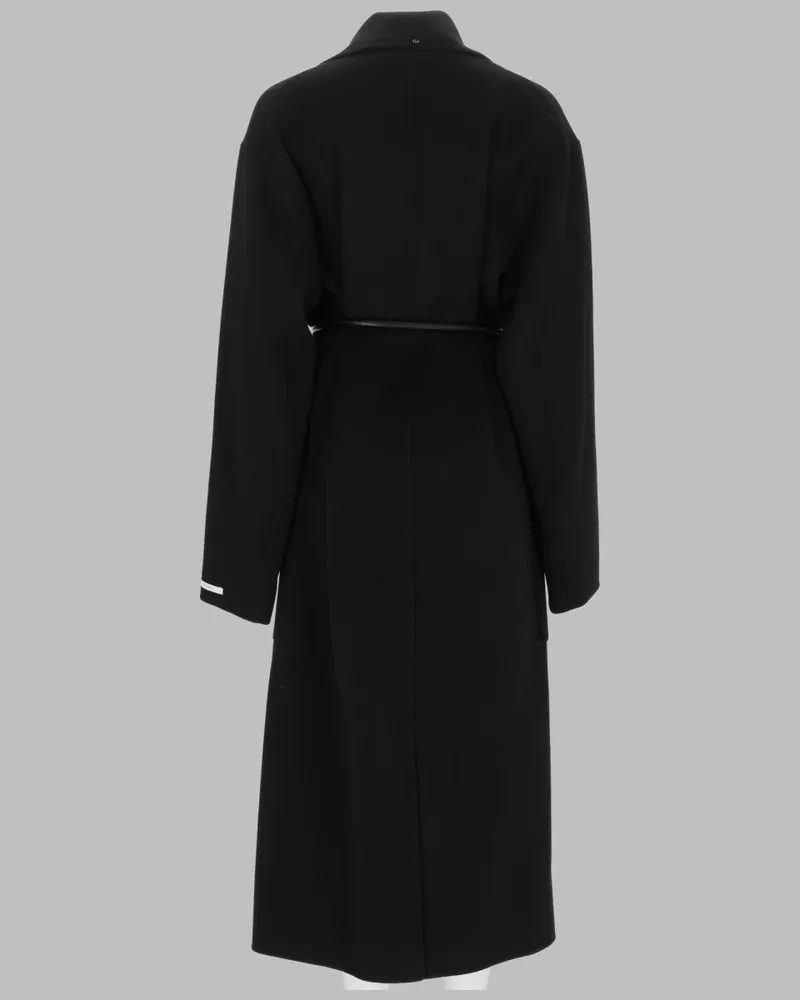 SPORTMAX Belted Virgin Wool Coat — Black Black