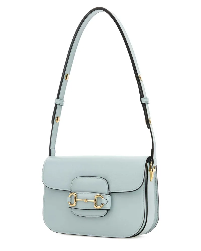 Gucci Women's Pastel Light Blue Small  Horsebit 1955 Shoulder Bag Jellyazure Calf Skin Borse A Mano Blue