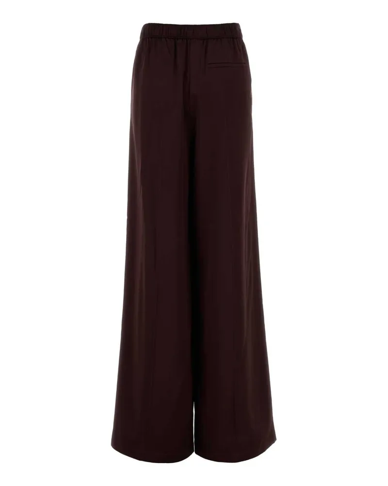 Tory Burch Women's Burgundy Satin Wide-Leg Pant 600 Viscose Exclusive Of Trim Pantaloni Trousers Burgundy