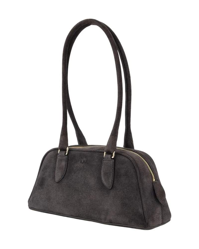 A.P.C. Paloma Small Calfskin Leather Shoulder Bag — Gray Gray