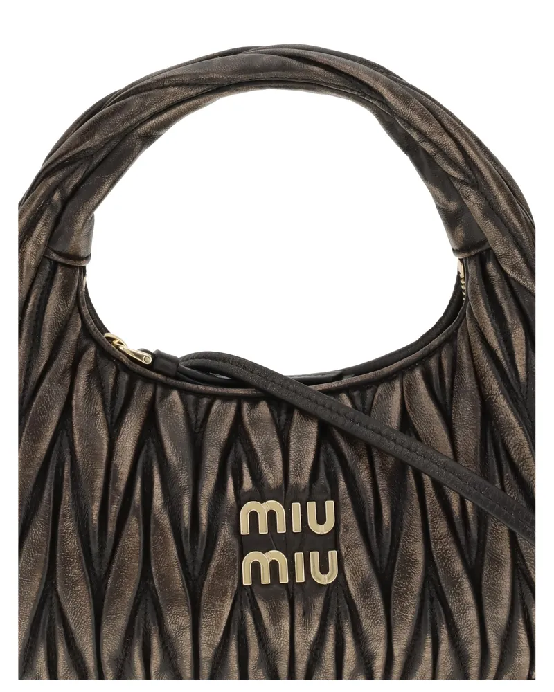 Miu Miu Women's Shoulder Bag Wander Quilted Leather Brown Lamb Brown
