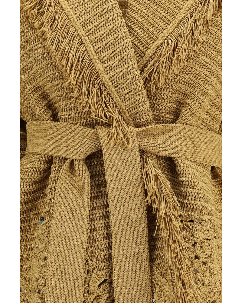 Alanui Women's Cardigan Island Memories Gold Polyester Sweater Gold