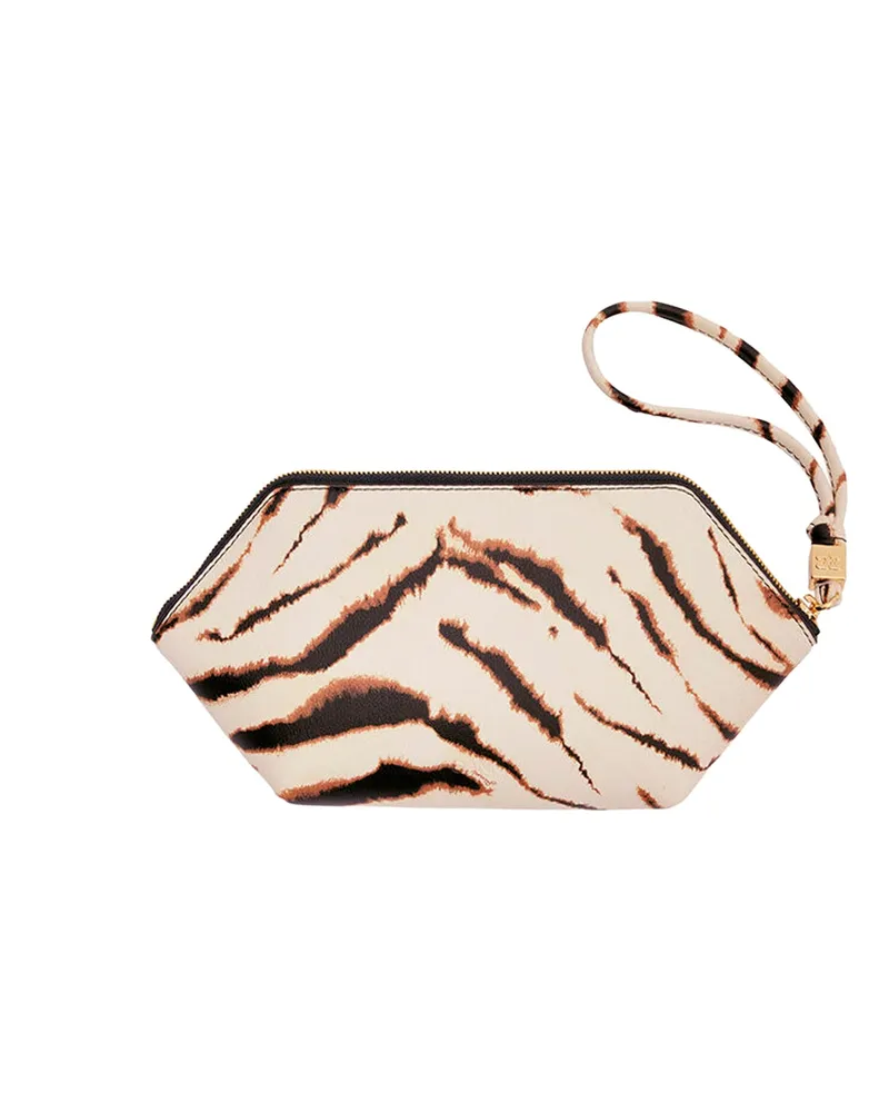 Ganni Women's Makeup Pouch Bou Egret Polyurethane Clutch Bags Beige