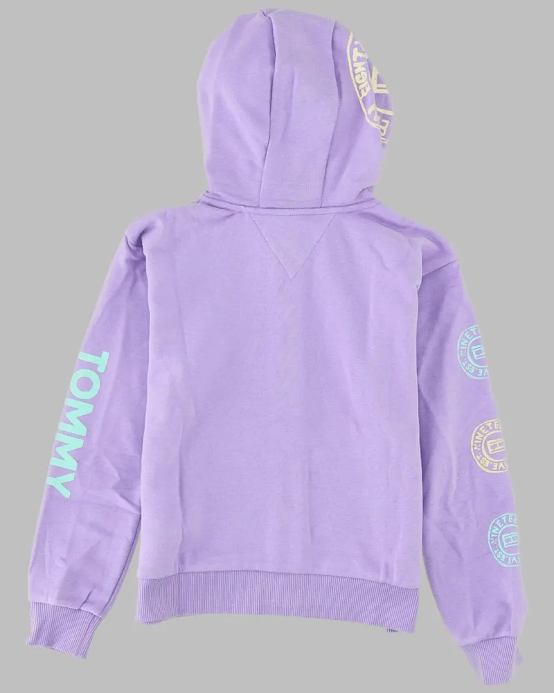 Tommy Hilfiger Snap-Front Overprint Organic Cotton Hoodie — Purple Purple