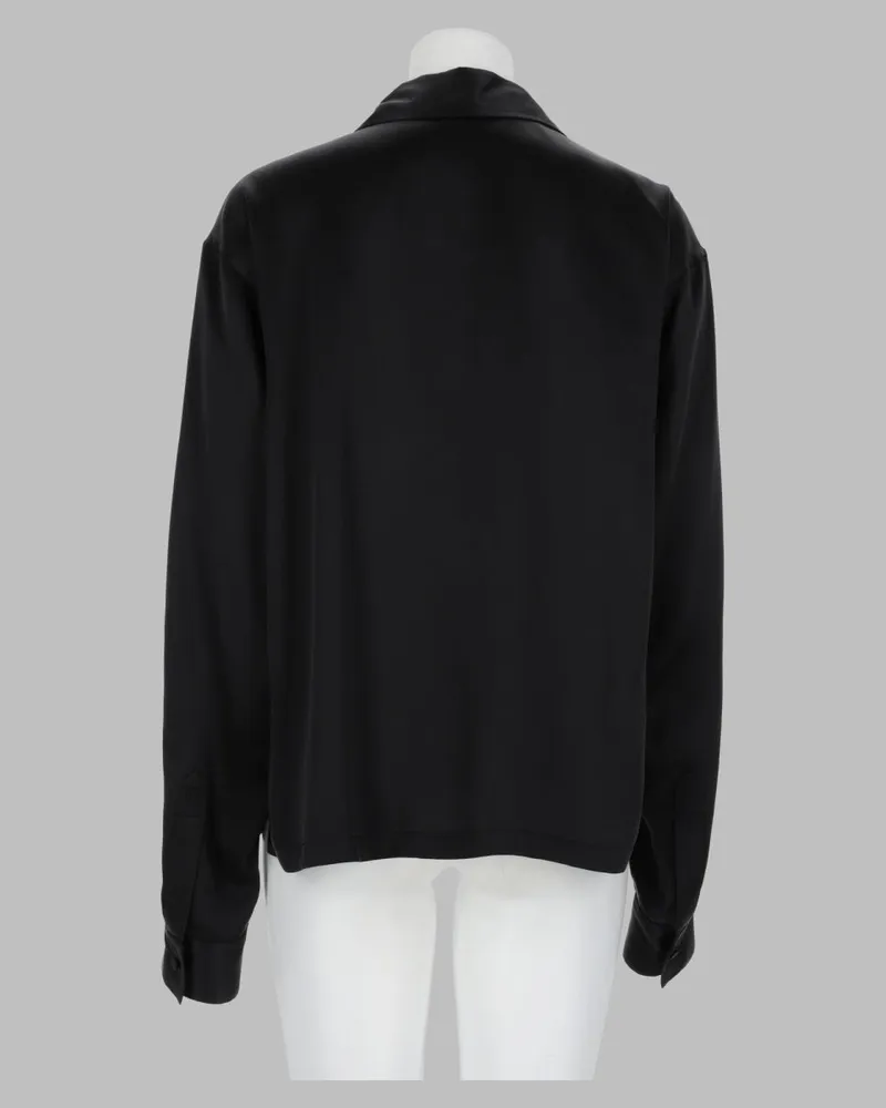 Tom Ford Stretch Silk Satin Polo Shirt — Black Black