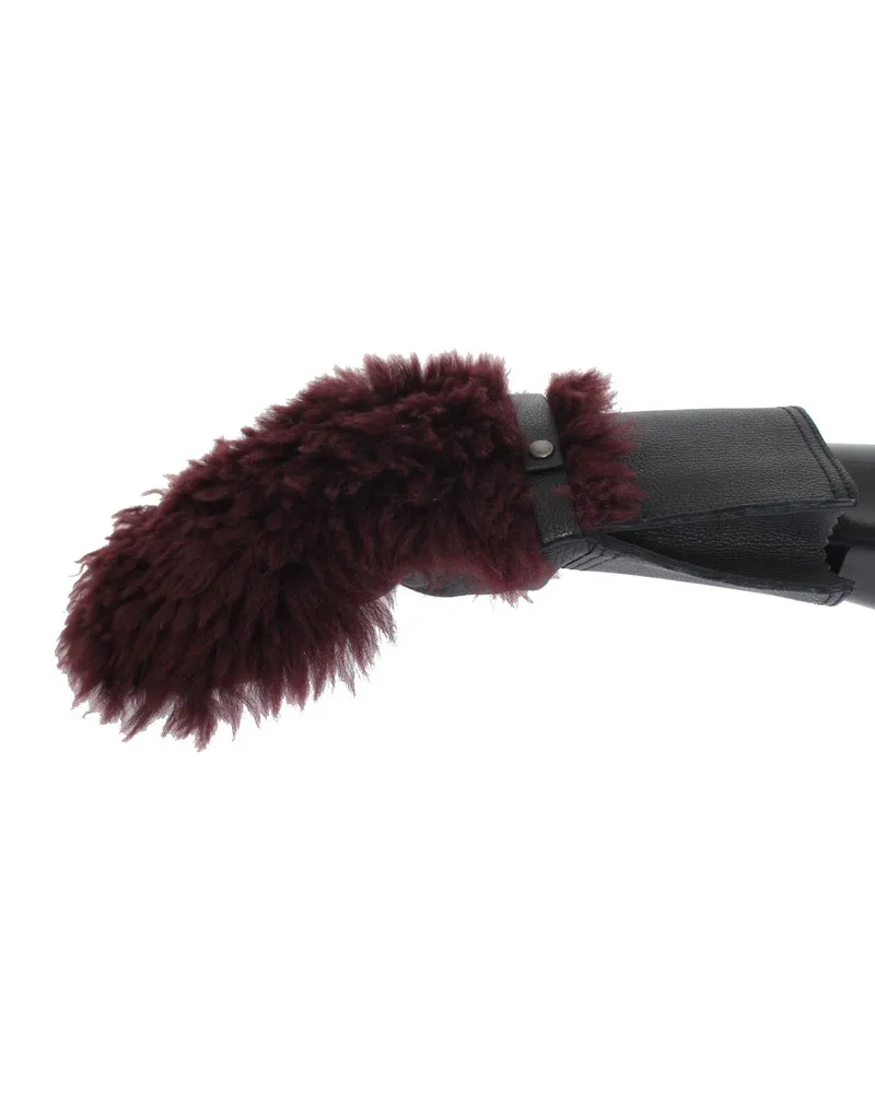 Dolce & Gabbana Men Black Leather Bordeaux Shearling Gloves Deerskin Black