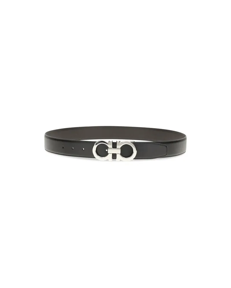 Ferragamo Men's Black Leather Regular Belt Black