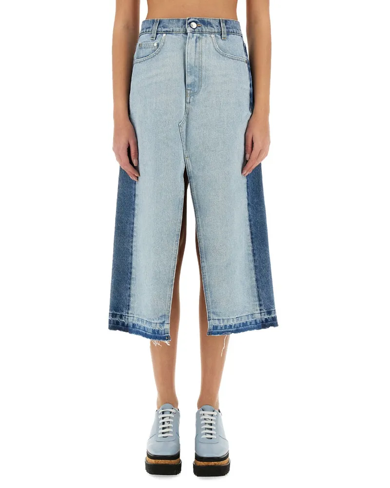 Stella McCartney Contrasting Panel Denim Skirt — Blue Blue