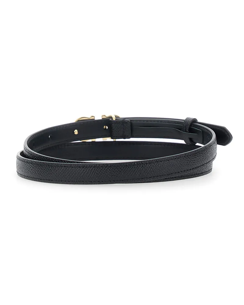 Ferragamo Women's Belt With Gancini Buckle Black Calf Leather Black