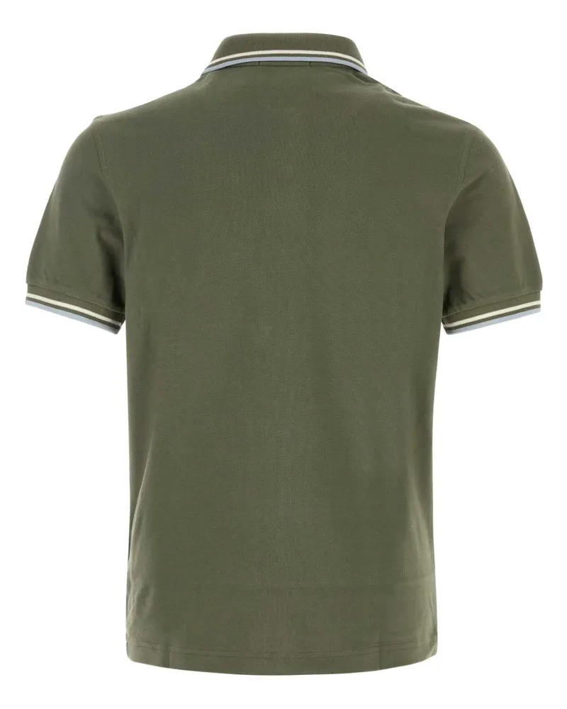 Fred Perry Men's Twin Polo Shirt Green Cotton Green