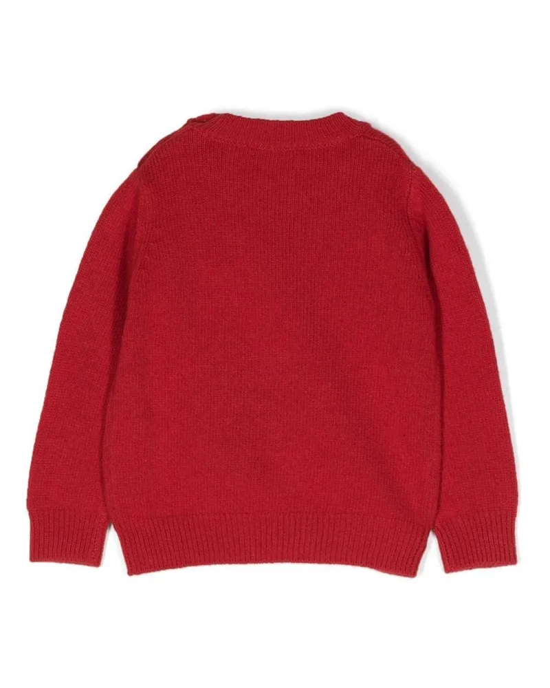 Il Gufo Teddy Bear Virgin Wool Sweater — Red Red