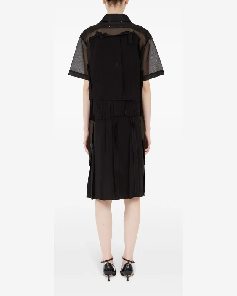 Maison Margiela Layered Mesh Polo Dress — Black Black