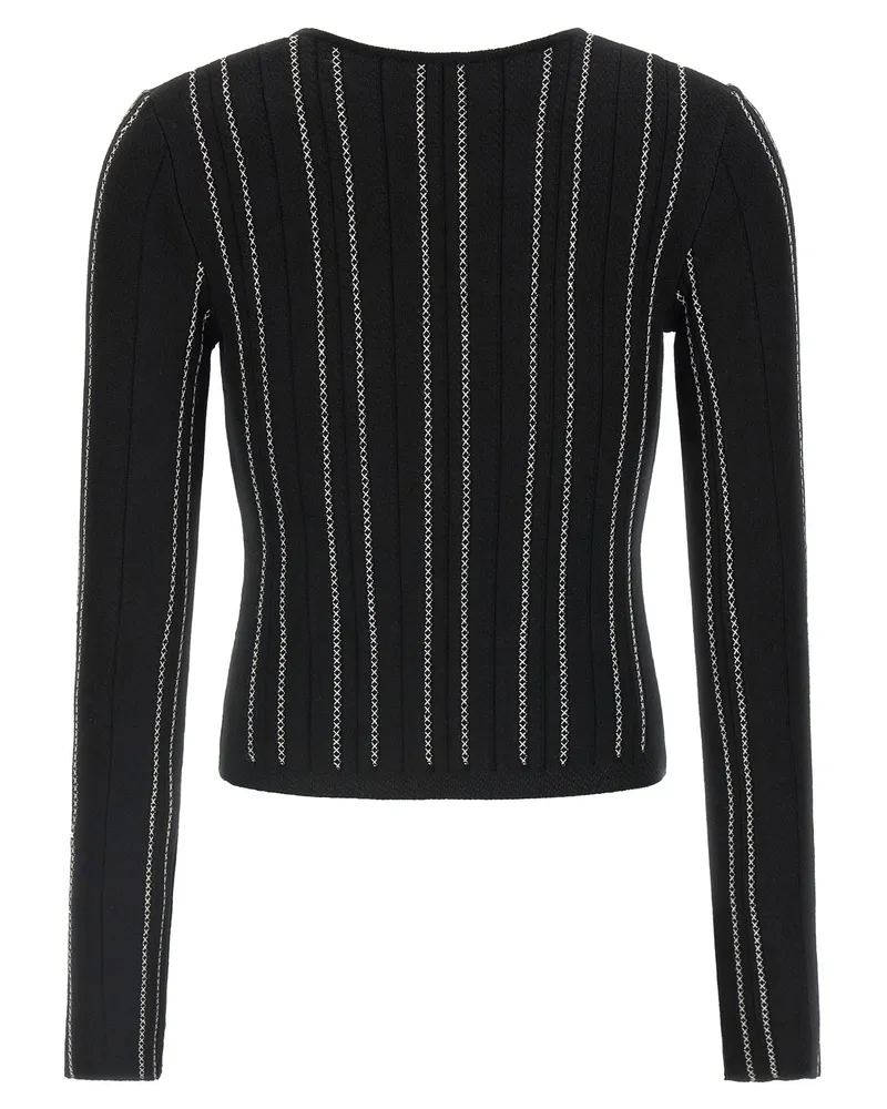 Elisabetta Franchi Origami-Weave Knit Cardigan — Black Black
