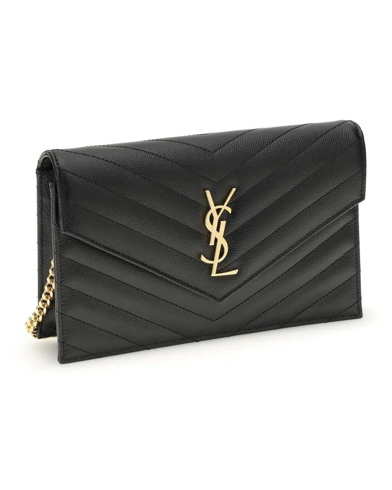Saint Laurent Women's Cassandre Mini Shoulder Bag Black Calf Leather Bos Taurus Wallets & Purses Black