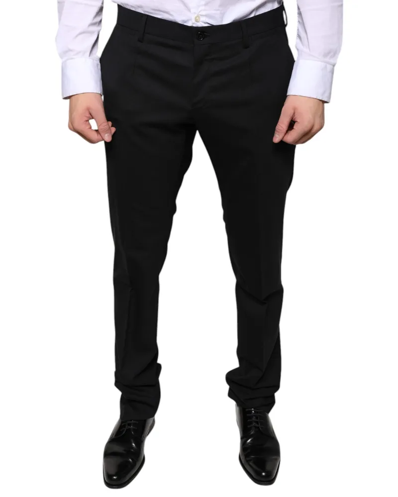 Dolce & Gabbana Virgin Wool Blend Trousers — Black Black