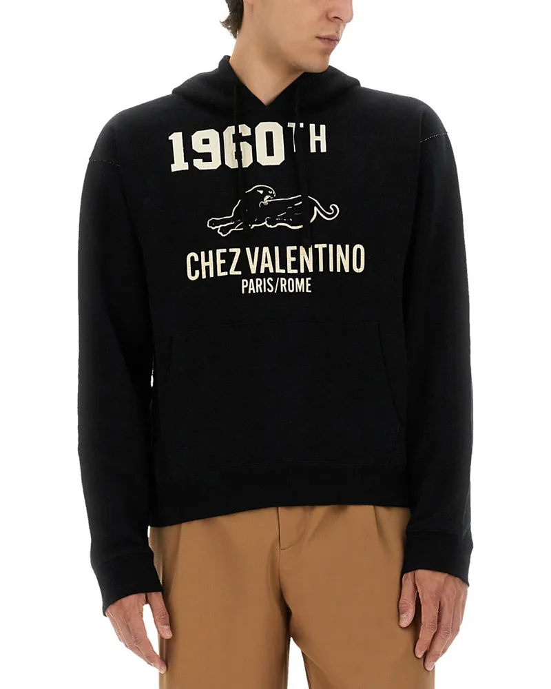 Valentino Garavani Cotton-Viscose Blend Hoodie — Black Black