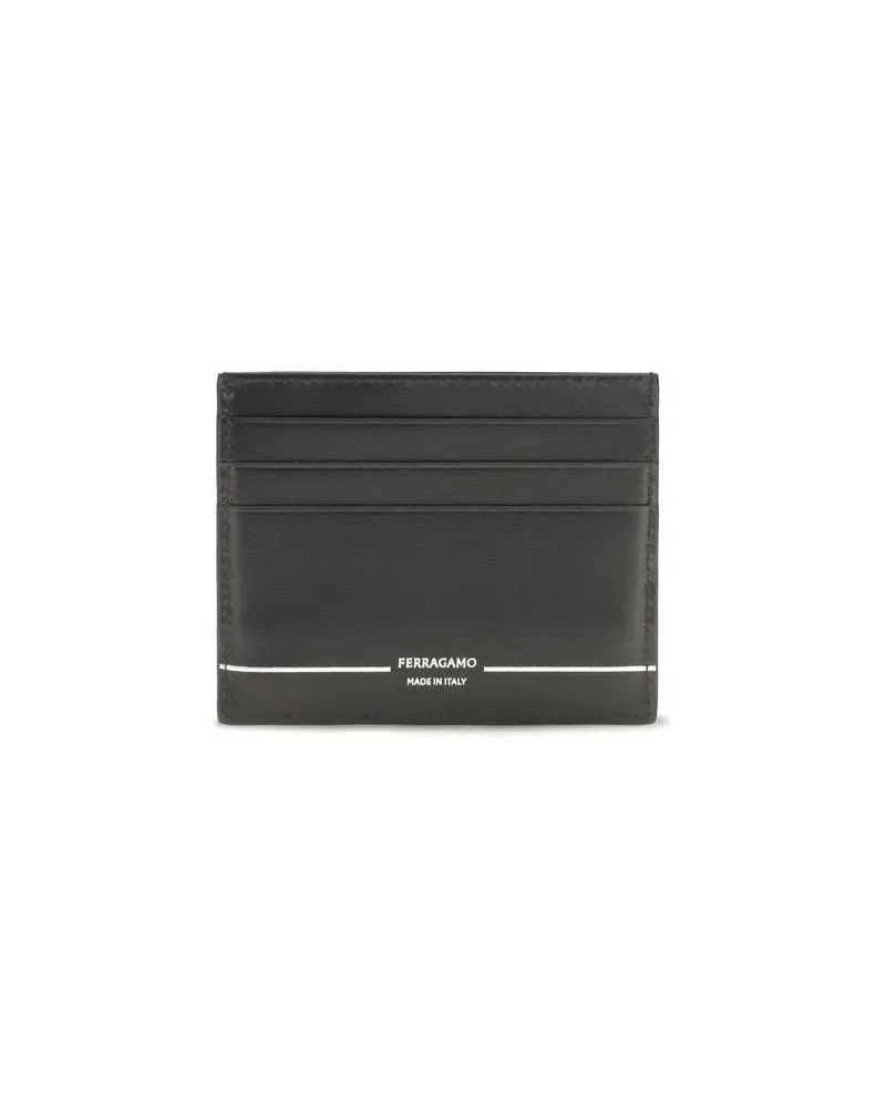 Ferragamo Calf Leather Card Case — Black Black