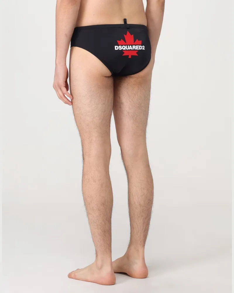 Dsquared2 Men's Maple Leaf Logo Swim Briefs Black Clothing > Beachwear Black