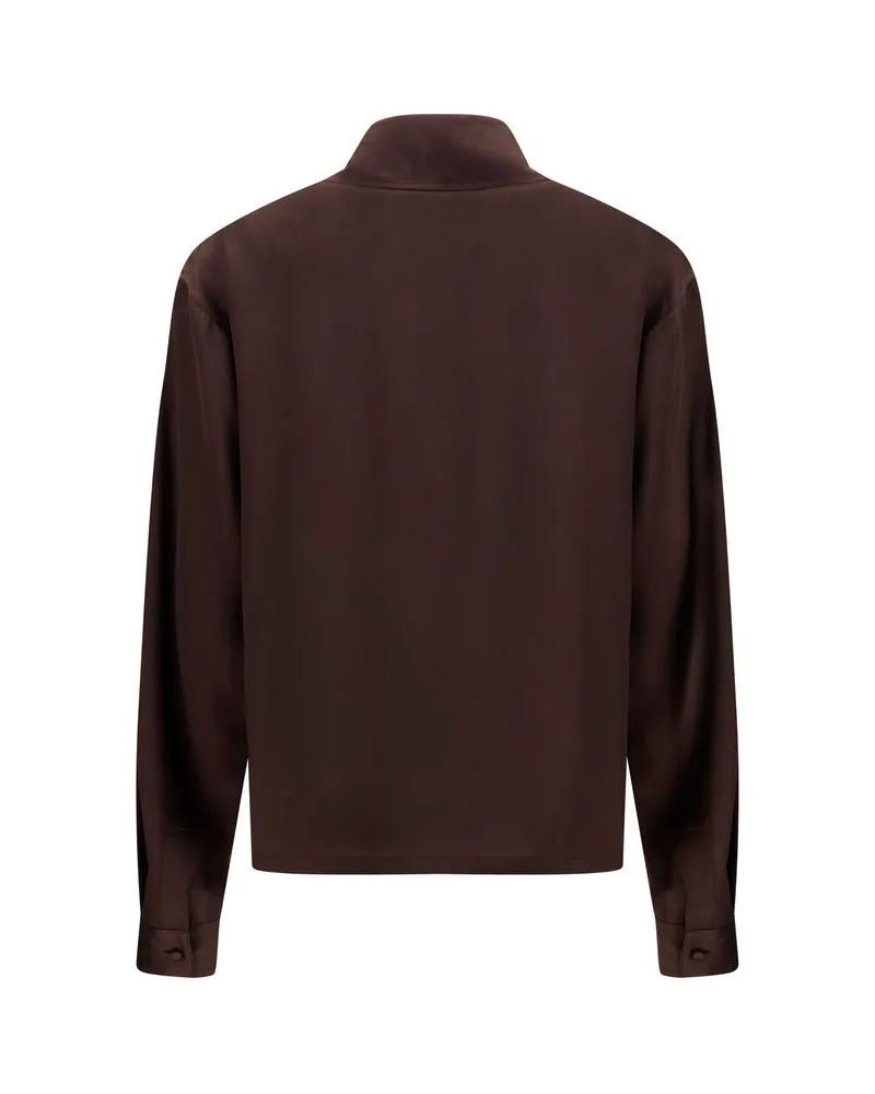 Tom Ford Women's Brown Silk Dress Shirt Brown