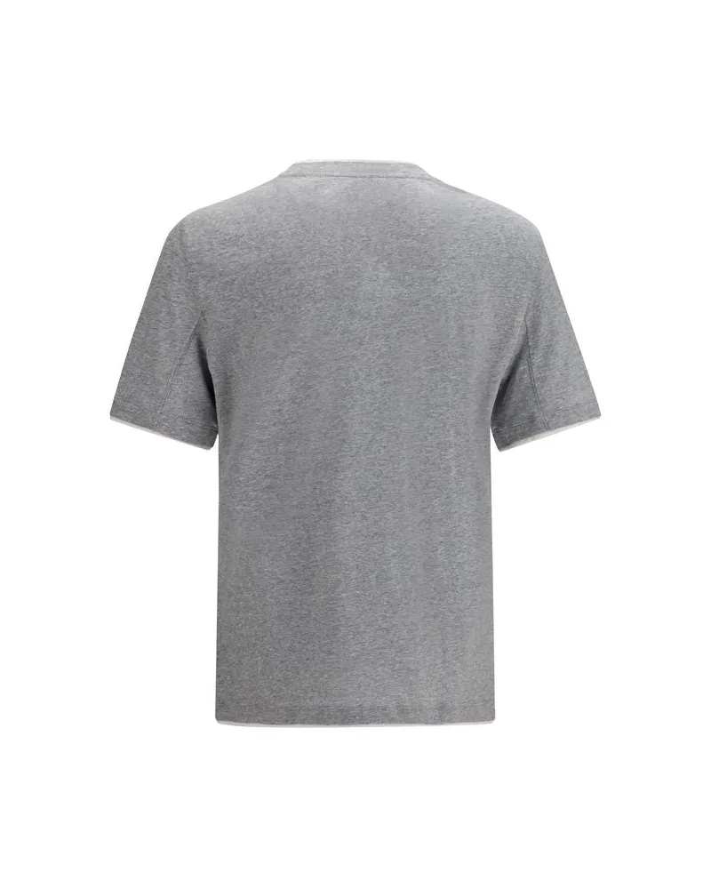Brunello Cucinelli Men Gray Cotton T-Shirt Gray