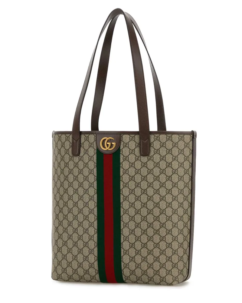 Gucci Men's Printed Canvas Medium Ophidia Shopping Bag Oldbebnacerovrv T Polyurethane Polyamide Borse A Mano Beige