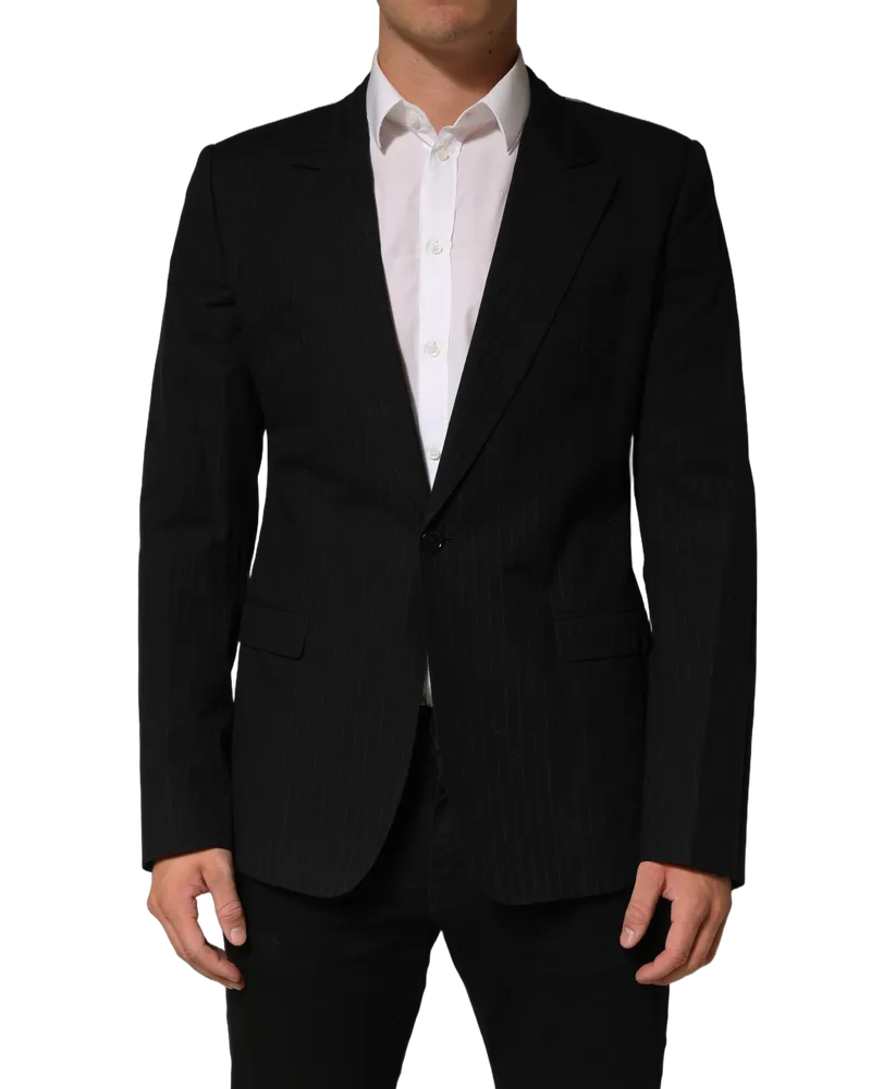 Dolce & Gabbana Pinstriped Cotton Blazer — Black Black