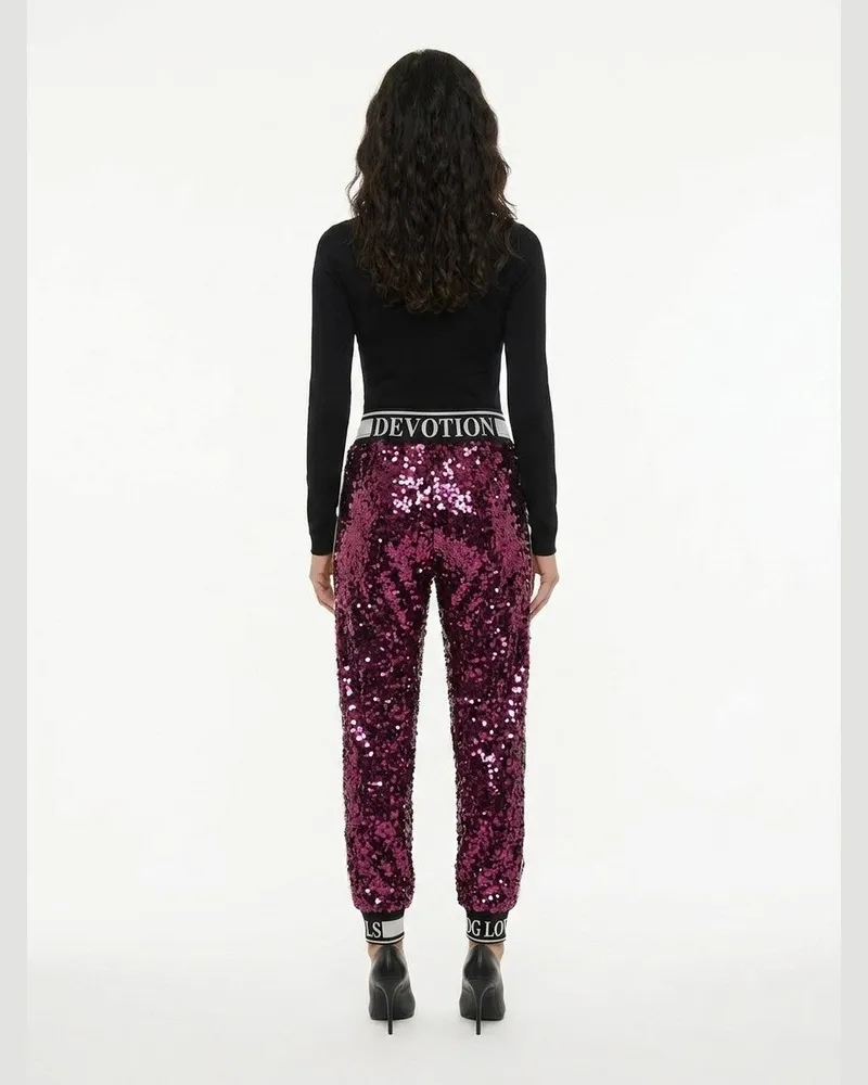Dolce & Gabbana Women's Pink Polyester Casual Pants Burgundy