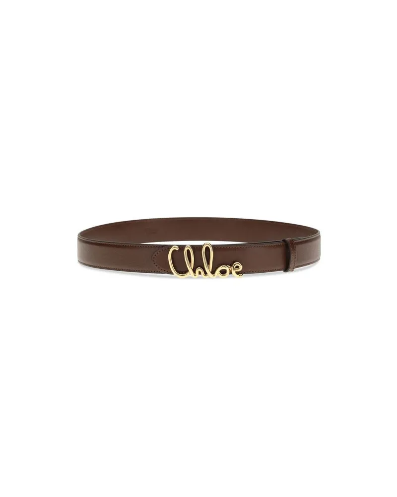 Chloé Women Brown Calf Leather Bos Taurus Regular Belt Brown