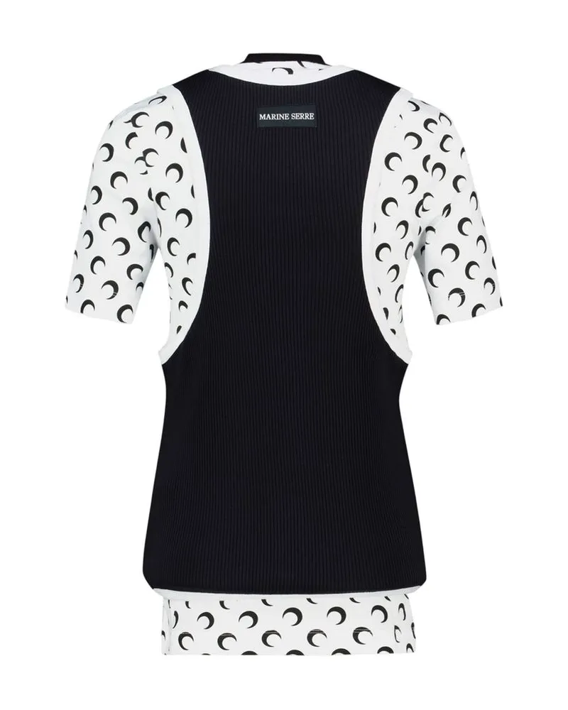 Marine Serre Layered Moon-Print T-Shirt — Black Black