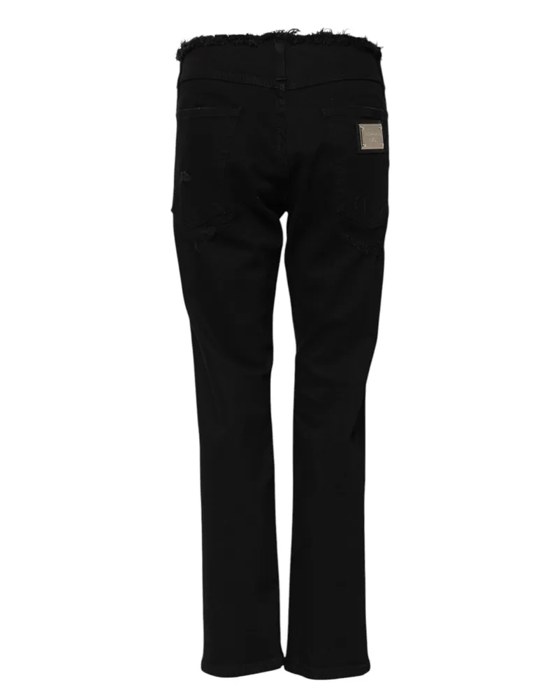 Dolce & Gabbana Women Black Cotton Mid Waist Flared Denim Jeans Clothing Black