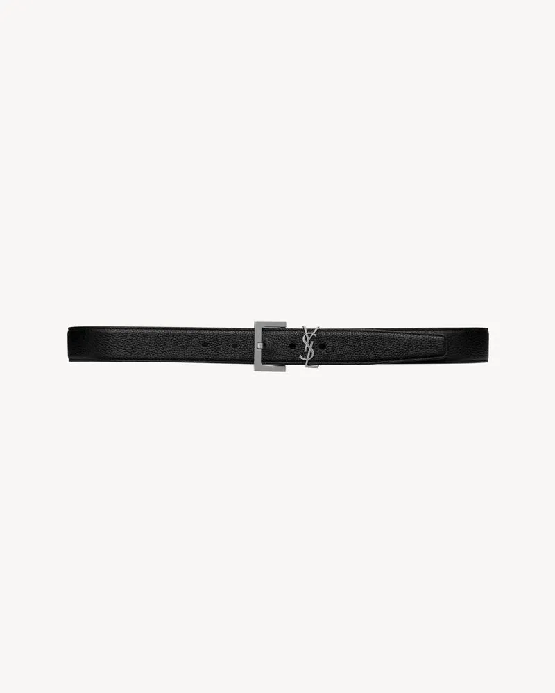 Saint Laurent Men's Belt Black Calfskin Leather Accessories Black