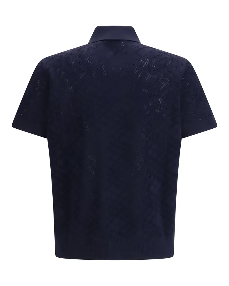 Burberry Men's Check Wool Polo Silhouette Blue Shirts T-shirts And Polos Blue