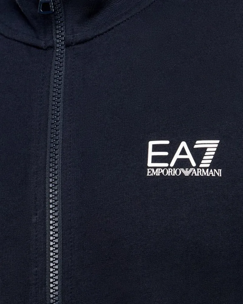 EA7 Men's Bomber Sweatshirt Core Identity Blue Cotton Sweatshirts Sweater Blue